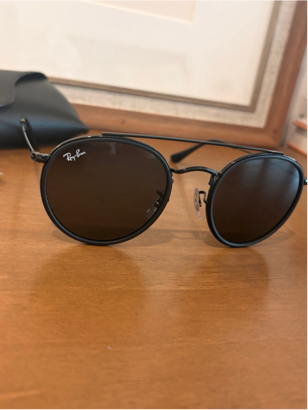 NEW Ray-Ban RB3647N Double Bridge Round Sunglasses - Black with Case - Picture 4 of 5